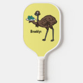 Emu met cartoon van eieren pickleball paddle (Achterkant)