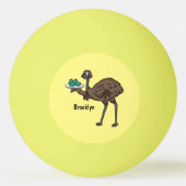 Emu met cartoon van eieren pingpongbal (Achterkant)