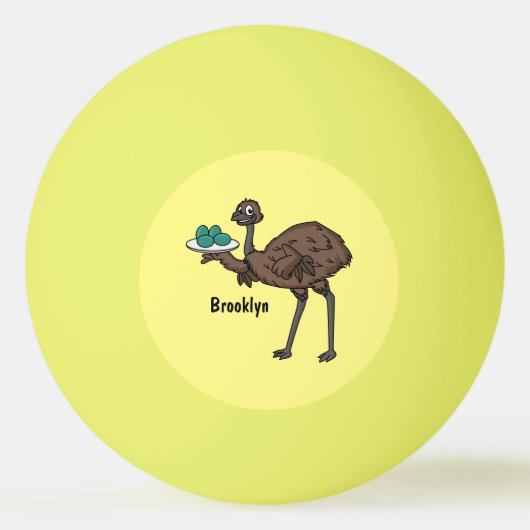 Emu met cartoon van eieren pingpongbal (Voorkant)