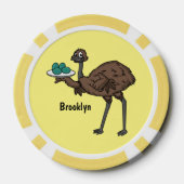 Emu met cartoon van eieren poker chips (Achterkant)