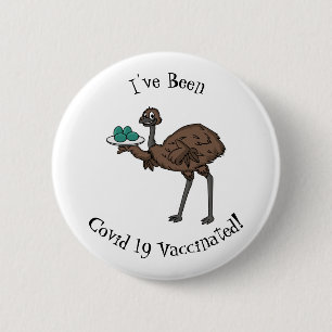 Emu met cartoon van eieren ronde button 5,7 cm