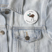 Emu met cartoon van eieren ronde button 5,7 cm (In situ)