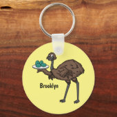 Emu met cartoon van eieren sleutelhanger (Voorkant)