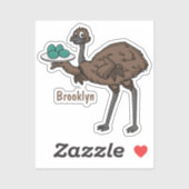 Emu met cartoon van eieren sticker (Vel)