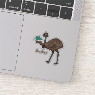 Emu met cartoon van eieren sticker