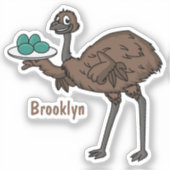 Emu met cartoon van eieren sticker (Voorkant)