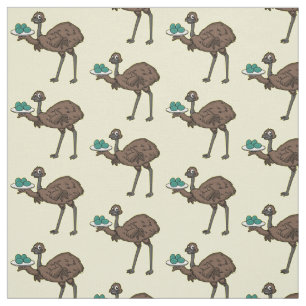 Emu met cartoon van eieren stof