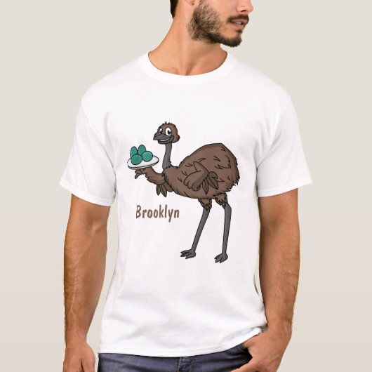 Emu met cartoon van eieren t-shirt (Voorkant)