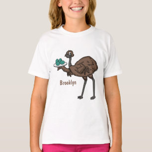 Emu met cartoon van eieren t-shirt