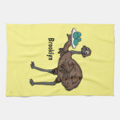 Emu met cartoon van eieren theedoek (Horizontaal)