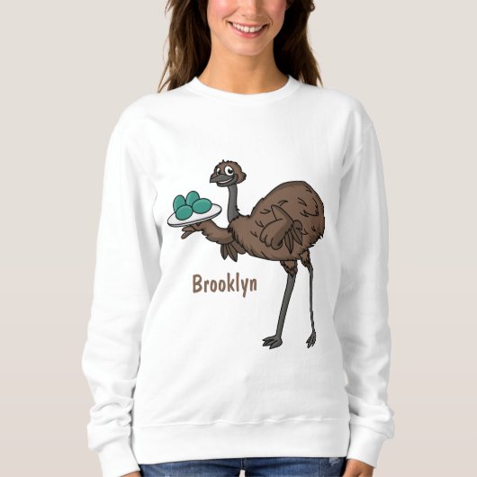 Emu met cartoon van eieren trui (Voorkant)