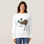 Emu met cartoon van eieren trui (Voorkant volledig)