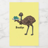 Emu met cartoon van eieren voedselcontainer etiket (Enkel label)