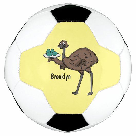 Emu met cartoon van eieren voetbal (Voorkant)