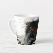 Emu met krullende ogen, latte mok (Linkerhoek)