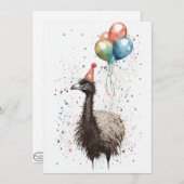 Emu met Pet van de Partij en het Vlamt Wenskaart v Bedankkaart (Voorkant / Achterkant)