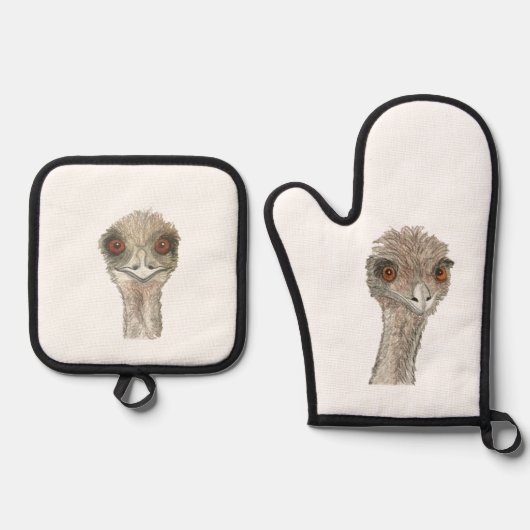 Emu Oven Mitt & Pot Holder Set (Voorkant)