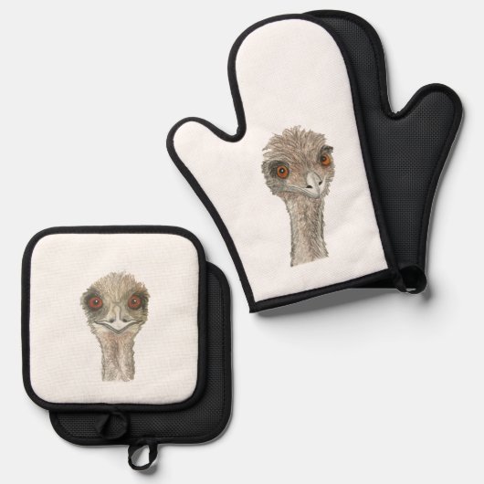 Emu Oven Mitt & Pot Holder Set (Voorkant / Achterkant)