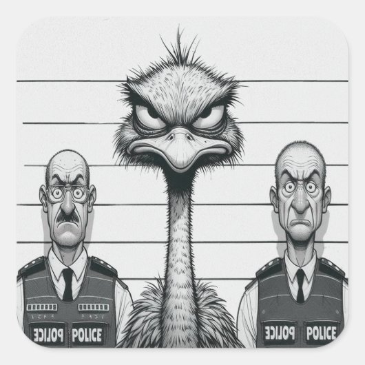 "Emu Police Lineup" Vierkante Sticker (Voorkant)