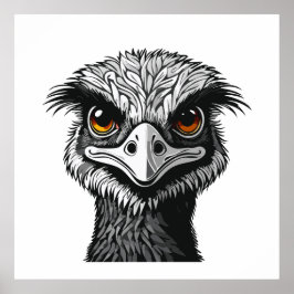 Emu vogel hoofd poster