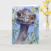 Emu wenskaart, gewoon voor de lol. kaart (Gele Bloem)