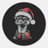 Emu Xmas Santa Hat F Christmas Costume  Ronde Sticker (Voorkant)
