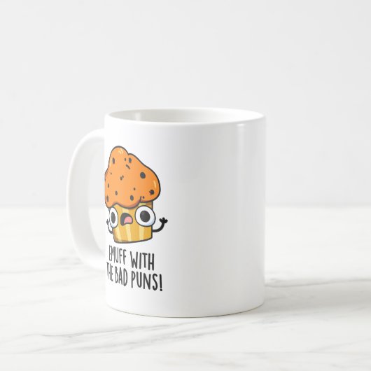 Emuff met Bad Puns Food Muffin Pun Koffiemok (Voorkant links)