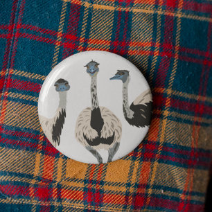 Emus Vogelliefhebbers geïllustreerd Ronde Button 5,7 Cm