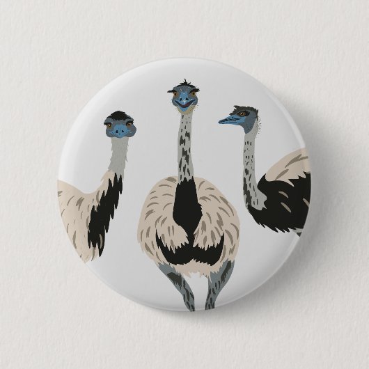 Emus Vogelliefhebbers geïllustreerd Ronde Button 5,7 Cm (Voorkant)
