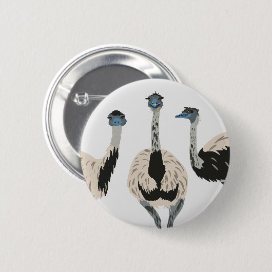 Emus Vogelliefhebbers geïllustreerd Ronde Button 5,7 Cm (Voorkant /achterkant)