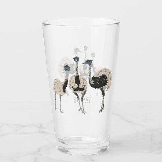 Emus Vogelliefhebbers gepersonaliseerd Glas (Achterkant)
