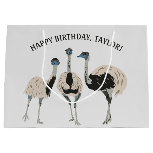 Emus Vogelliefhebbers gepersonaliseerd Groot Cadeauzakje (Voorkant)