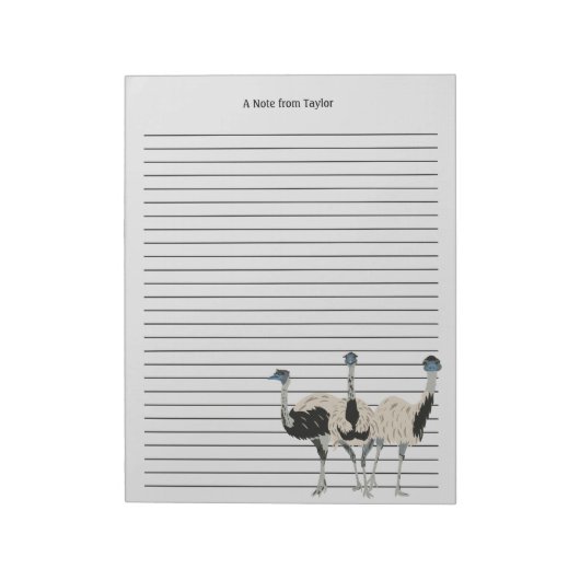 Emus Vogelliefhebbers gepersonaliseerd Notitieblok (Linkerzijde)