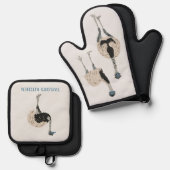 Emus Vogelliefhebbers gepersonaliseerd Ovenwant & Pannenlap Set (Voorkant / Achterkant)