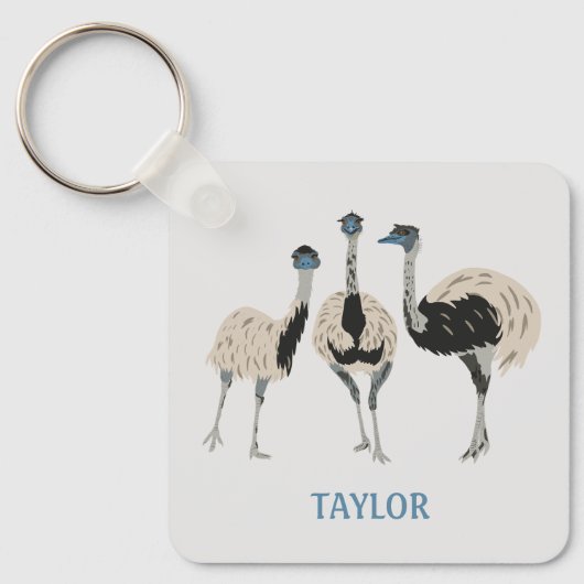 Emus Vogelliefhebbers gepersonaliseerd Sleutelhanger (Voorkant)