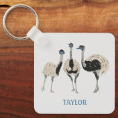 Emus Vogelliefhebbers gepersonaliseerd Sleutelhanger (Voorkant)