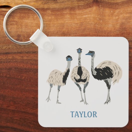 Emus Vogelliefhebbers gepersonaliseerd Sleutelhanger (Voorkant)