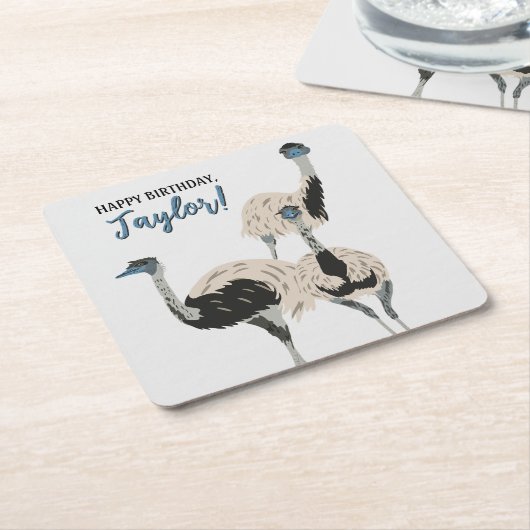 Emus Vogelliefhebbers Gepersonaliseerde Partij Kartonnen Onderzetters (Schuin)