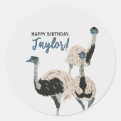 Emus Vogelliefhebbers Gepersonaliseerde Partij Ronde Sticker (Voorkant)