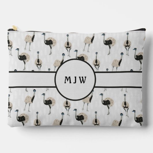 Emus Vogelliefhebbers Patroon Monogrammed Etui (Voorkant)