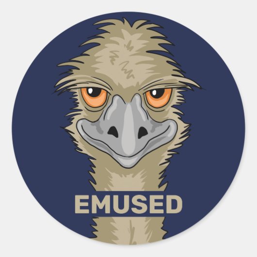 Emused Funny Emu Pun Ronde Sticker (Voorkant)