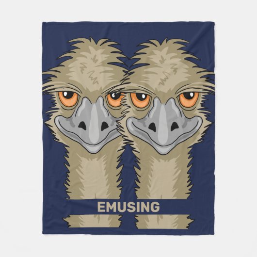 Emusing Funny Emu Pun Medium Blue Fleece Blanket (Voorkant)