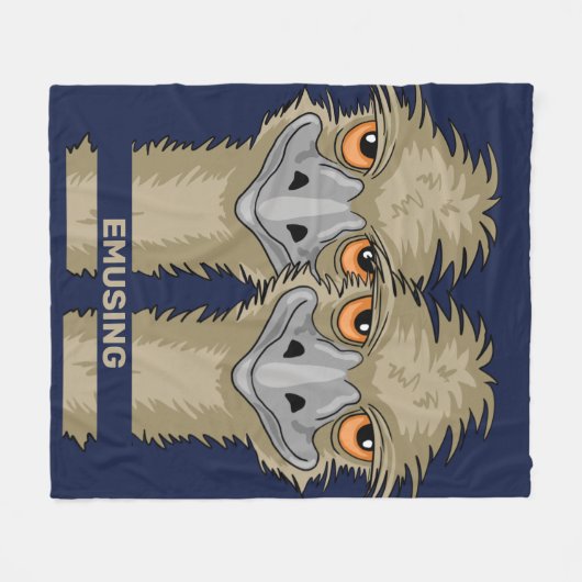 Emusing Funny Emu Pun Medium Blue Fleece Blanket (Voorkant (Horizontaal))
