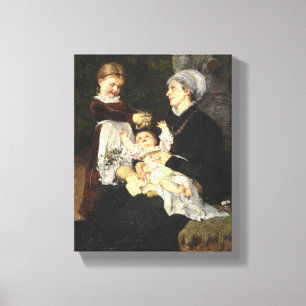 En Ammes Besøg - Bertha Wegmann Fijne Kunst Canvas Afdruk