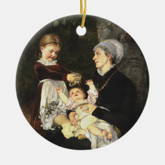 En Ammes Besøg - Bertha Wegmann Schone Kunsten Keramisch Ornament (Voorkant)