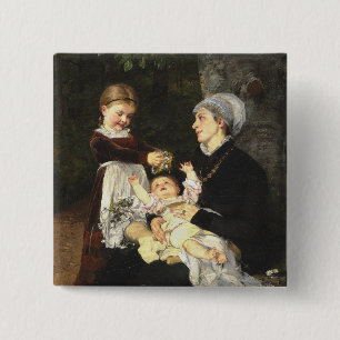 En Ammes Besøg - Bertha Wegmann Schone Kunsten Vierkante Button 5,1 Cm