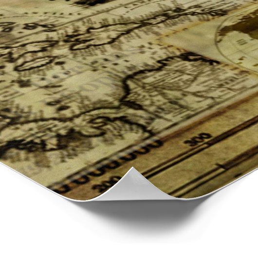 en antiek oude wereldkaarten poster (Hoek)