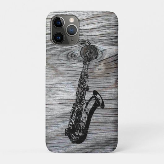  en bijtende saxofone op oud hout Case-Mate iPhone case (Achterkant)