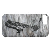  en bijtende saxofone op oud hout Case-Mate iPhone case (Achterkant (Horizontaal))