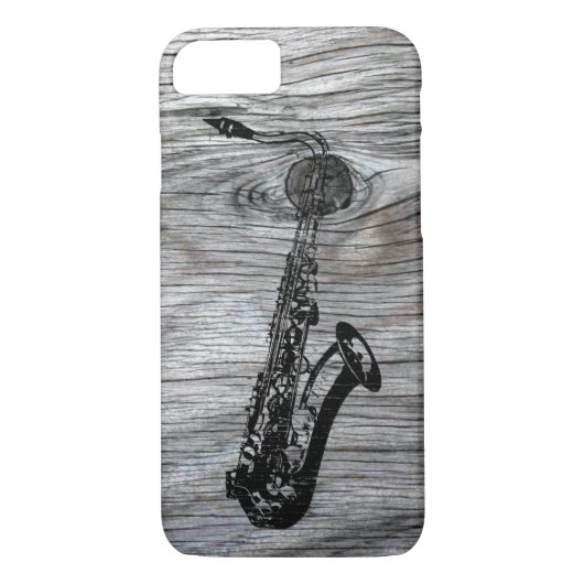  en bijtende saxofone op oud hout Case-Mate iPhone case (Achterkant)